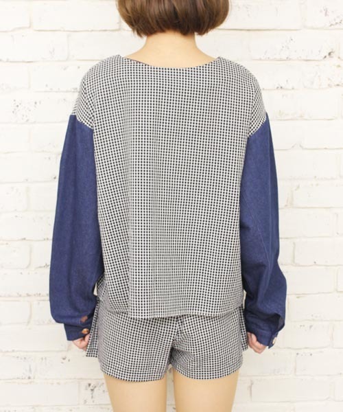 Kastane（カスタネ）の「【Kastane】デニム使いオーバーブラウス（シャツ/ブラウス・レディース・オフホワイト/ホワイト系その他/ブラック系その他・FREE）」の6枚目の写真