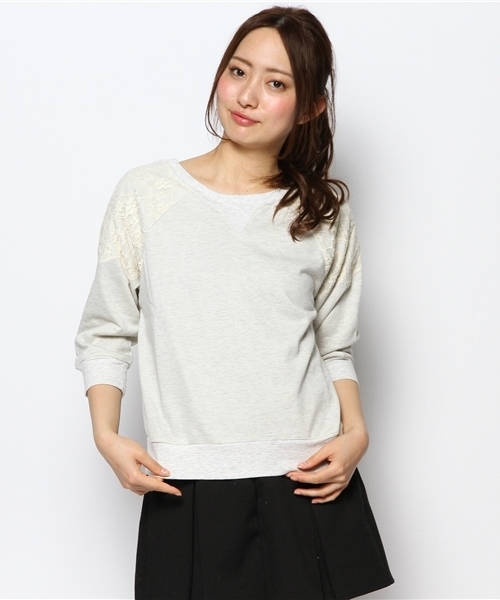 mystic（ミスティック）の「2WAYスカラップレースプルオーバー（Tシャツ/カットソー・レディース・ベージュ/グレー/オフホワイト・ﾌﾘ-）」の3枚目の写真