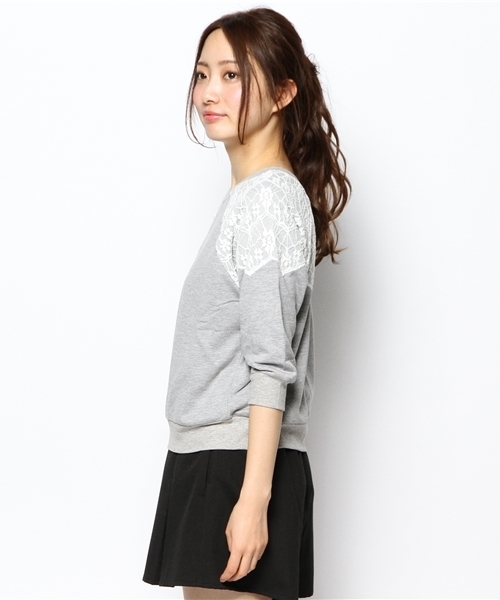 mystic（ミスティック）の「2WAYスカラップレースプルオーバー（Tシャツ/カットソー・レディース・ベージュ/グレー/オフホワイト・ﾌﾘ-）」の12枚目の写真