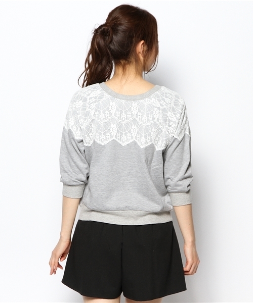 mystic（ミスティック）の「2WAYスカラップレースプルオーバー（Tシャツ/カットソー・レディース・ベージュ/グレー/オフホワイト・ﾌﾘ-）」の4枚目の写真