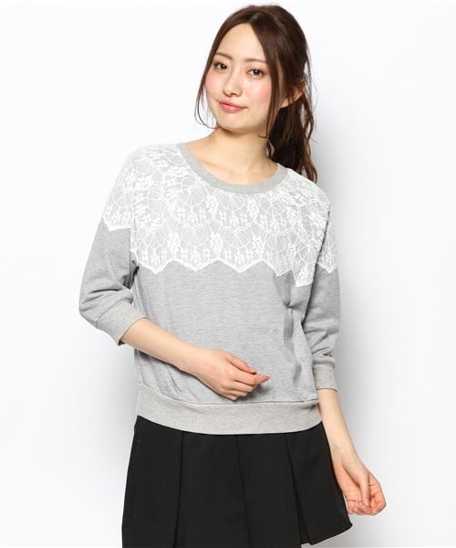 mystic（ミスティック）の「2WAYスカラップレースプルオーバー（Tシャツ/カットソー・レディース・ベージュ/グレー/オフホワイト・ﾌﾘ-）」の8枚目の写真