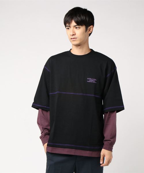 DOUBLE STEAL(ダブルスティール)の「Layered Stitch Long Tee(Tシャツ/カットソー・メンズ・ホワイト×ブラック/ブラック×ブラック/ホワイト×パープル/ブラック×パープル・MEDIUM/LARGE/X-LARGE)」の11枚目の写真