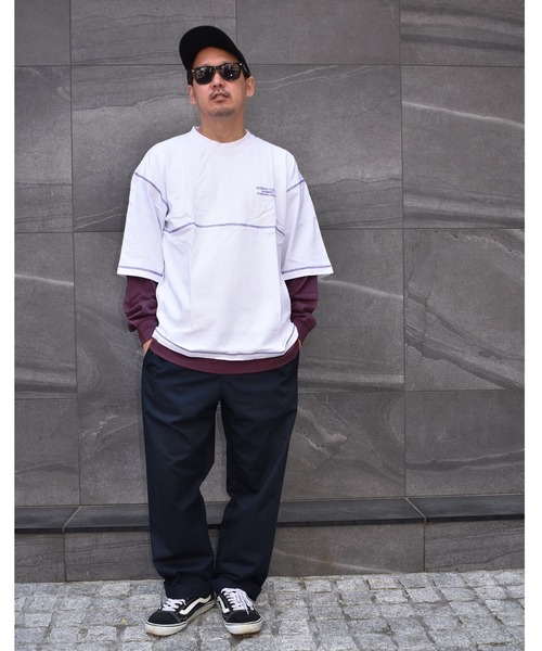 DOUBLE STEAL(ダブルスティール)の「Layered Stitch Long Tee(Tシャツ/カットソー・メンズ・ホワイト×ブラック/ブラック×ブラック/ホワイト×パープル/ブラック×パープル・MEDIUM/LARGE/X-LARGE)」の17枚目の写真
