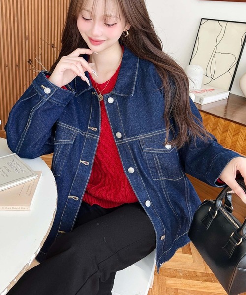 moment+（モーメントプラス）の「ヘビーウェイトデニムオーバーサイズデニムジャケット/ビッグGジャン（デニムジャケット・レディース・ブラック/インディゴブルー/ブルー/ブラック系その他/アイボリー/サックスブルー・M/FREE）」の18枚目の写真