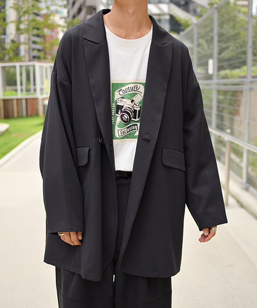 kutir（クティール）の「ルーズテーラードジャケット（テーラードジャケット・メンズ・ブラック/ベージュ/ライトベージュ・MEDIUM/LARGE）」の8枚目の写真