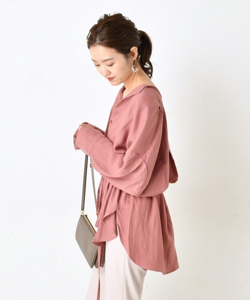 DouDou（ドゥドゥ）の「ベルト付前開きシャツ2（シャツ/ブラウス・レディース・グレー/ピンク・FREE）」の8枚目の写真