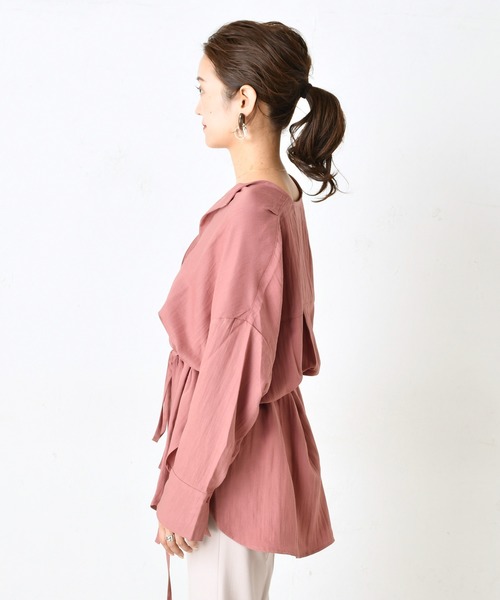 DouDou（ドゥドゥ）の「ベルト付前開きシャツ2（シャツ/ブラウス・レディース・グレー/ピンク・FREE）」の11枚目の写真