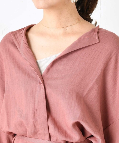 DouDou（ドゥドゥ）の「ベルト付前開きシャツ2（シャツ/ブラウス・レディース・グレー/ピンク・FREE）」の13枚目の写真