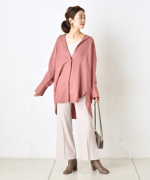 DouDou（ドゥドゥ）の「ベルト付前開きシャツ2（シャツ/ブラウス・レディース・グレー/ピンク・FREE）」の18枚目の写真