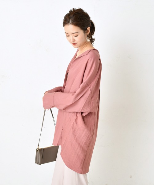 DouDou（ドゥドゥ）の「ベルト付前開きシャツ2（シャツ/ブラウス・レディース・グレー/ピンク・FREE）」の21枚目の写真