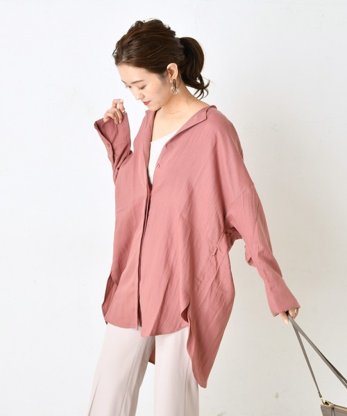 DouDou（ドゥドゥ）の「ベルト付前開きシャツ2（シャツ/ブラウス・レディース・グレー/ピンク・FREE）」の22枚目の写真