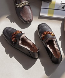 KOBE LETTUCE | チェーンローファー2wayインナーファーバブーシュ(ローファー)