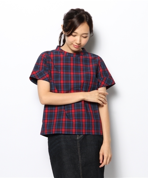 CIAOPANIC（チャオパニック）の「【Ciaopanic】チェックTeeBL（シャツ/ブラウス・レディース・レッド/ダークグリーン/グリーン/ネイビー・FREE）」の4枚目の写真
