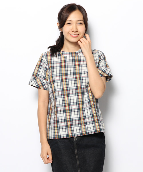 CIAOPANIC（チャオパニック）の「【Ciaopanic】チェックTeeBL（シャツ/ブラウス・レディース・レッド/ダークグリーン/グリーン/ネイビー・FREE）」の3枚目の写真