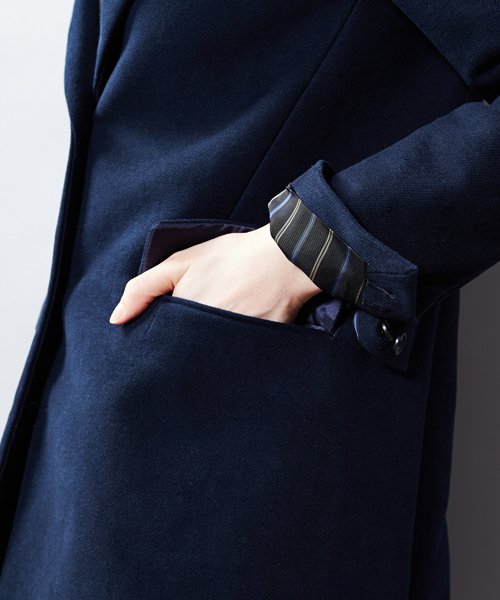 UNITED ARROWS（ユナイテッドアローズ）の「UAW C M/SKN チェスターコート† ◆（チェスターコート・レディース・ネイビー/ベージュ・40/36/38）」の7枚目の写真