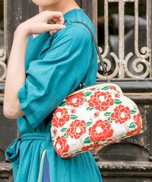 【カヤ】縞椿 がま口ハンドバッグ