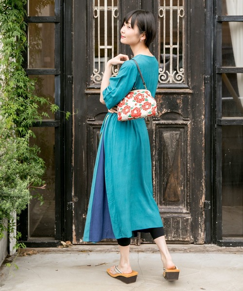 カヤ（カヤ）の「【カヤ】縞椿 がま口ハンドバッグ（ハンドバッグ・レディース・ネイビー/ホワイト/キナリ・FREE）」の9枚目の写真