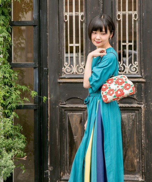 カヤ（カヤ）の「【カヤ】縞椿 がま口ハンドバッグ（ハンドバッグ・レディース・ネイビー/ホワイト/キナリ・FREE）」の8枚目の写真