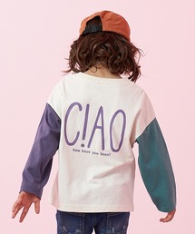 b・ROOM | 袖バイカラーバックロゴTシャツ(Tシャツ/カットソー)