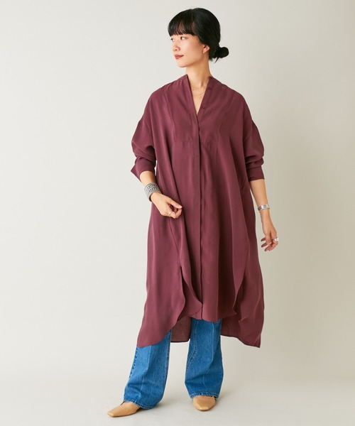 SHENERY（シーナリー）の「フロントヨーク切替シャツワンピース（シャツワンピース・レディース・オフホワイト/ベージュ/カーキ/ボルドー・FREE）」の14枚目の写真