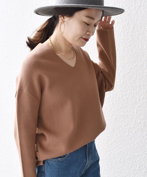 セール】*ZOZO限定* 〈手洗い可能〉カラバリ Vネック ロング