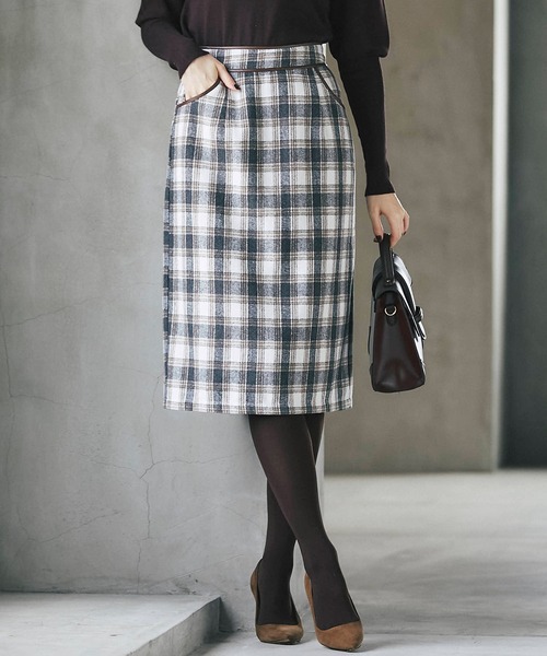 レザーパイピングウォーミーチェックタイトスカート スカート Tocco Closet トッコ クローゼット のファッション通販 Zozotown