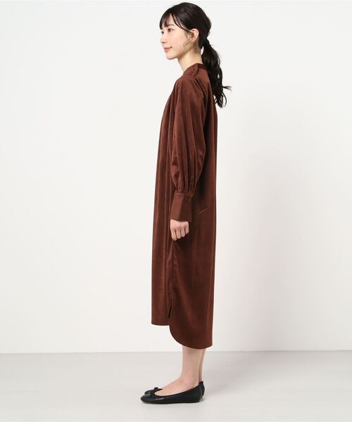 JUGLANS(ユグランス)の「☆ ベロアコール肩ボタンワンピース(ワンピース・レディース・チャコールグレー/ベージュ/ブラウン・FREE)」の5枚目の写真