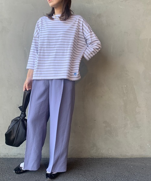 ORCIVAL（オーシバル）の「【Lala Begin 2・3月号掲載】[ORCIVAL/オーシバル] 別注7分袖ボートネックワイドTシャツ（Tシャツ/カットソー・レディース・ホワイト/ブラック/ホワイト×ブラック/ホワイト×ライトグレー/グレイッシュベージュ・F）」の16枚目の写真