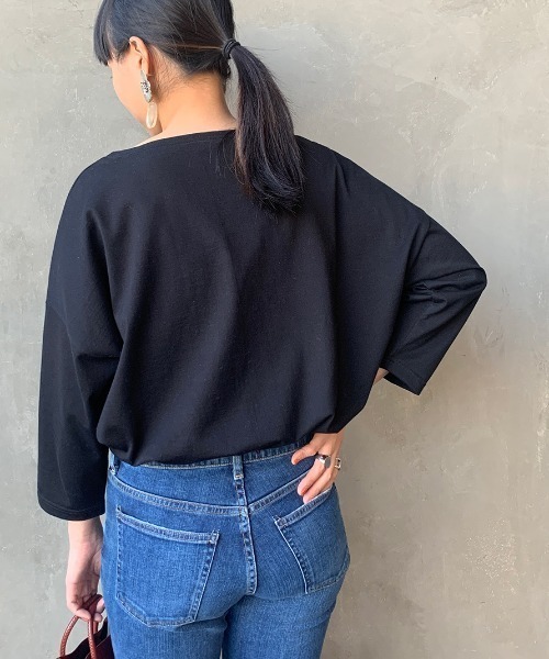 ORCIVAL（オーシバル）の「【Lala Begin 2・3月号掲載】[ORCIVAL/オーシバル] 別注7分袖ボートネックワイドTシャツ（Tシャツ/カットソー・レディース・ホワイト/ブラック/ホワイト×ブラック/ホワイト×ライトグレー/グレイッシュベージュ・F）」の22枚目の写真