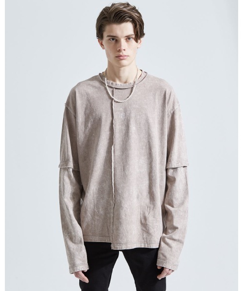 A‘gem 9（エージェムナイン）の「『A'GEM/9』ブリーチ加工2WAY L/S TEE ロングスリーブTシャツ（Tシャツ/カットソー・メンズ・チャコールグレー/ベージュ/ブルー・FREE）」の8枚目の写真