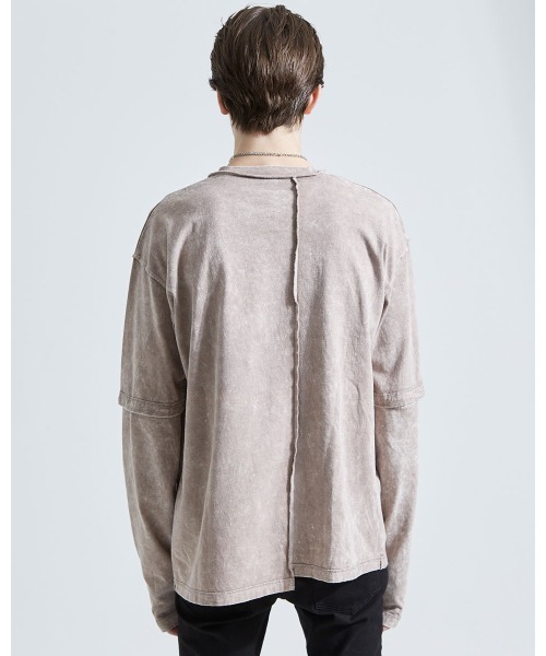 A‘gem 9（エージェムナイン）の「『A'GEM/9』ブリーチ加工2WAY L/S TEE ロングスリーブTシャツ（Tシャツ/カットソー・メンズ・チャコールグレー/ベージュ/ブルー・FREE）」の10枚目の写真