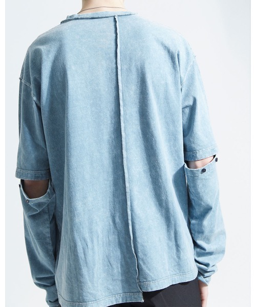 A‘gem 9（エージェムナイン）の「『A'GEM/9』ブリーチ加工2WAY L/S TEE ロングスリーブTシャツ（Tシャツ/カットソー・メンズ・チャコールグレー/ベージュ/ブルー・FREE）」の13枚目の写真