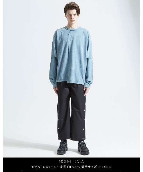 A‘gem 9（エージェムナイン）の「『A'GEM/9』ブリーチ加工2WAY L/S TEE ロングスリーブTシャツ（Tシャツ/カットソー・メンズ・チャコールグレー/ベージュ/ブルー・FREE）」の17枚目の写真