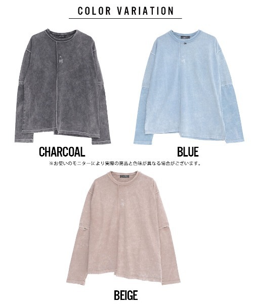 A‘gem 9（エージェムナイン）の「『A'GEM/9』ブリーチ加工2WAY L/S TEE ロングスリーブTシャツ（Tシャツ/カットソー・メンズ・チャコールグレー/ベージュ/ブルー・FREE）」の18枚目の写真