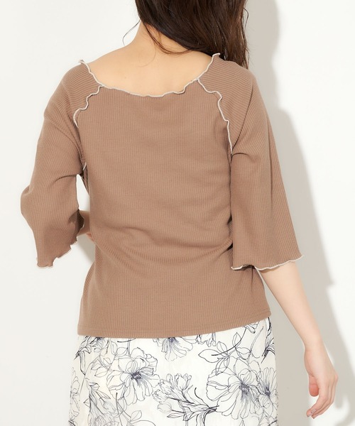 natural couture(ナチュラルクチュール)の「【WEB限定】ウエストリボンメロウタックルトップス(Tシャツ/カットソー・レディース・ブラック/アイボリー/ミント/モカ・FREE)」の7枚目の写真