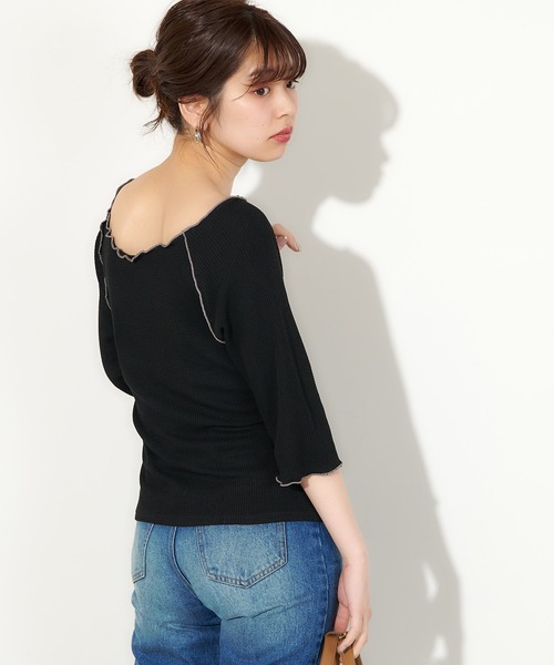 natural couture(ナチュラルクチュール)の「【WEB限定】ウエストリボンメロウタックルトップス(Tシャツ/カットソー・レディース・ブラック/アイボリー/ミント/モカ・FREE)」の11枚目の写真