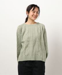 Samansa Mos2 | 透かし柄前後着リボンニット(ニット/セーター)