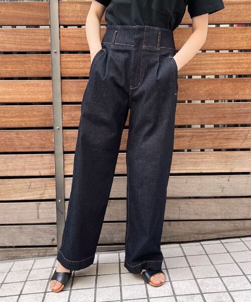 fredy repit（フレディレピ）の「デニムセミワイドパンツ（デニムパンツ・レディース・ブルー/ネイビー・36/38）」の2枚目の写真
