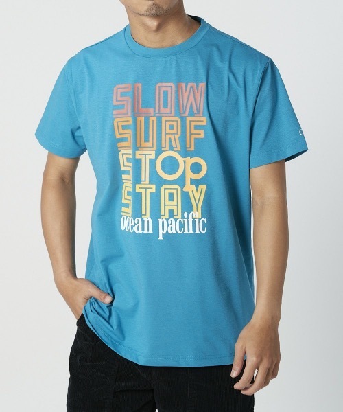 Ocean Pacific(オーシャンパシフィック)の「【OP / オーピー】半袖プリントTシャツ / UV ユニセックス(Tシャツ/カットソー・メンズ・ホワイト/ネイビー/ターコイズブルー・MEDIUM/LARGE/X-LARGE)」の3枚目の写真