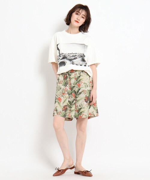 JET（ジェット）の「◆【ウォッシャブル】リーフ柄パナマショートパンツ（その他パンツ・レディース・ブルー系5/ライトオレンジ系1・04）」の3枚目の写真