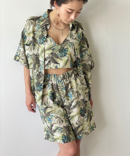 JET（ジェット）の「◆【ウォッシャブル】リーフ柄パナマショートパンツ（その他パンツ・レディース・ブルー系5/ライトオレンジ系1・04）」の7枚目の写真