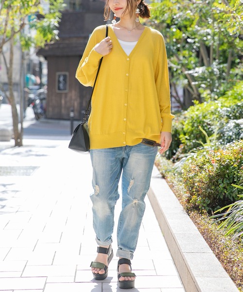 n'OrLABEL（ノアールレーベル）の「【機能素材】『ドルマンカーディガン』（カーディガン/ボレロ・レディース・ブラック/ベージュ/ネイビー/グレー/ピンク/イエロー/ブルー/ラベンダー/グレイッシュブルー/グリーン/ミント/ピンク系/グリーン系/オレンジ・FREE）」の15枚目の写真