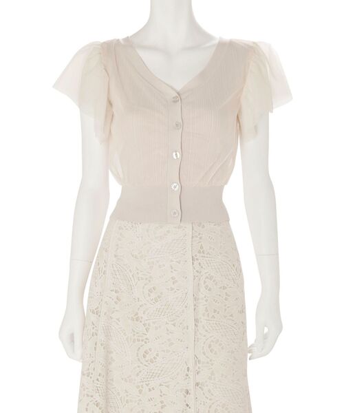 MERCURYDUO(マーキュリーデュオ)の「チュールドッキングコンパクトニット(ニット/セーター・レディース・ベージュ/オフホワイト/ミント/ベビーピンク・FREE)」の5枚目の写真