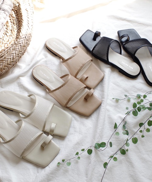 AmiAmi（アミアミ）の「メッシュフラットトングサンダル（サンダル・レディース・ベージュ/アイボリー/ブラック・LL/S/M/L）」の12枚目の写真
