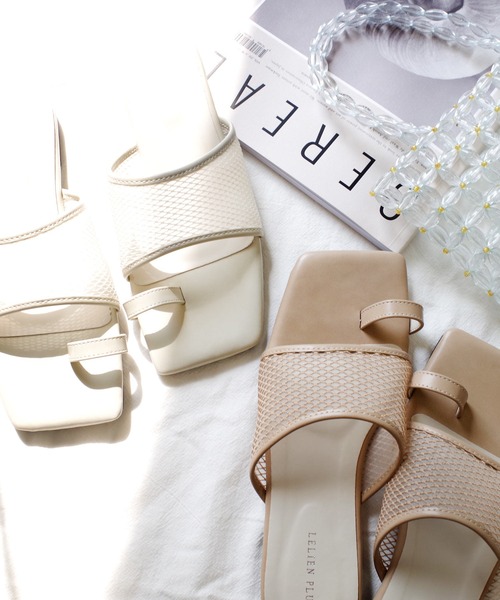 AmiAmi（アミアミ）の「メッシュフラットトングサンダル（サンダル・レディース・ベージュ/アイボリー/ブラック・LL/S/M/L）」の9枚目の写真