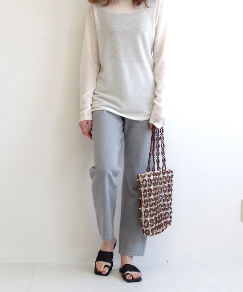 AmiAmi（アミアミ）の「メッシュフラットトングサンダル（サンダル・レディース・ベージュ/アイボリー/ブラック・LL/S/M/L）」の5枚目の写真