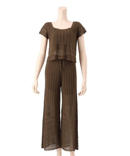 Ravijour（ラヴィジュール）の「レーシーニット セットアップ（ルームウェア/パジャマ・レディース・ブラウン/トップグレー/ブラック・FREE）」の9枚目の写真