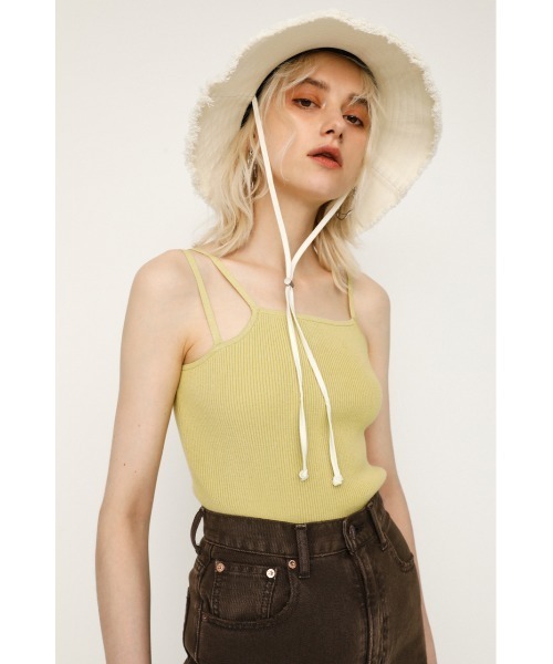 SLY（スライ）の「ASYMMETRY STRAP CAMI/アシンメトリーストラップキャミ（キャミソール・レディース・ブラウン/ライム/ブラック/ホワイト・FREE）」の4枚目の写真