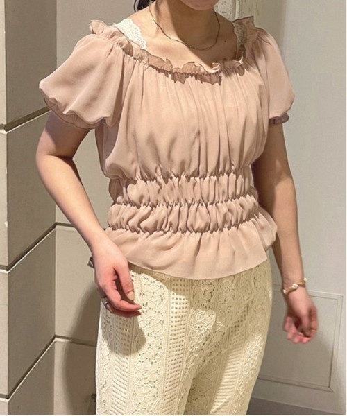 apres jour clair（アプレジュールクレア）の「【apres jour clair】シフォンギャザーブラウス【ZOZOTOWN限定アイテム】（シャツ/ブラウス・レディース・ピンクベージュ/アイボリー/モカ・X-LARGE/フリー）」の21枚目の写真