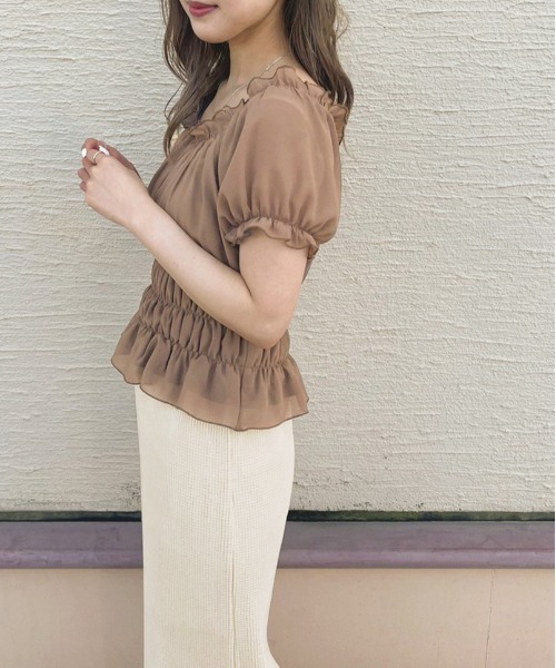 apres jour clair（アプレジュールクレア）の「【apres jour clair】シフォンギャザーブラウス【ZOZOTOWN限定アイテム】（シャツ/ブラウス・レディース・ピンクベージュ/アイボリー/モカ・X-LARGE/フリー）」の13枚目の写真